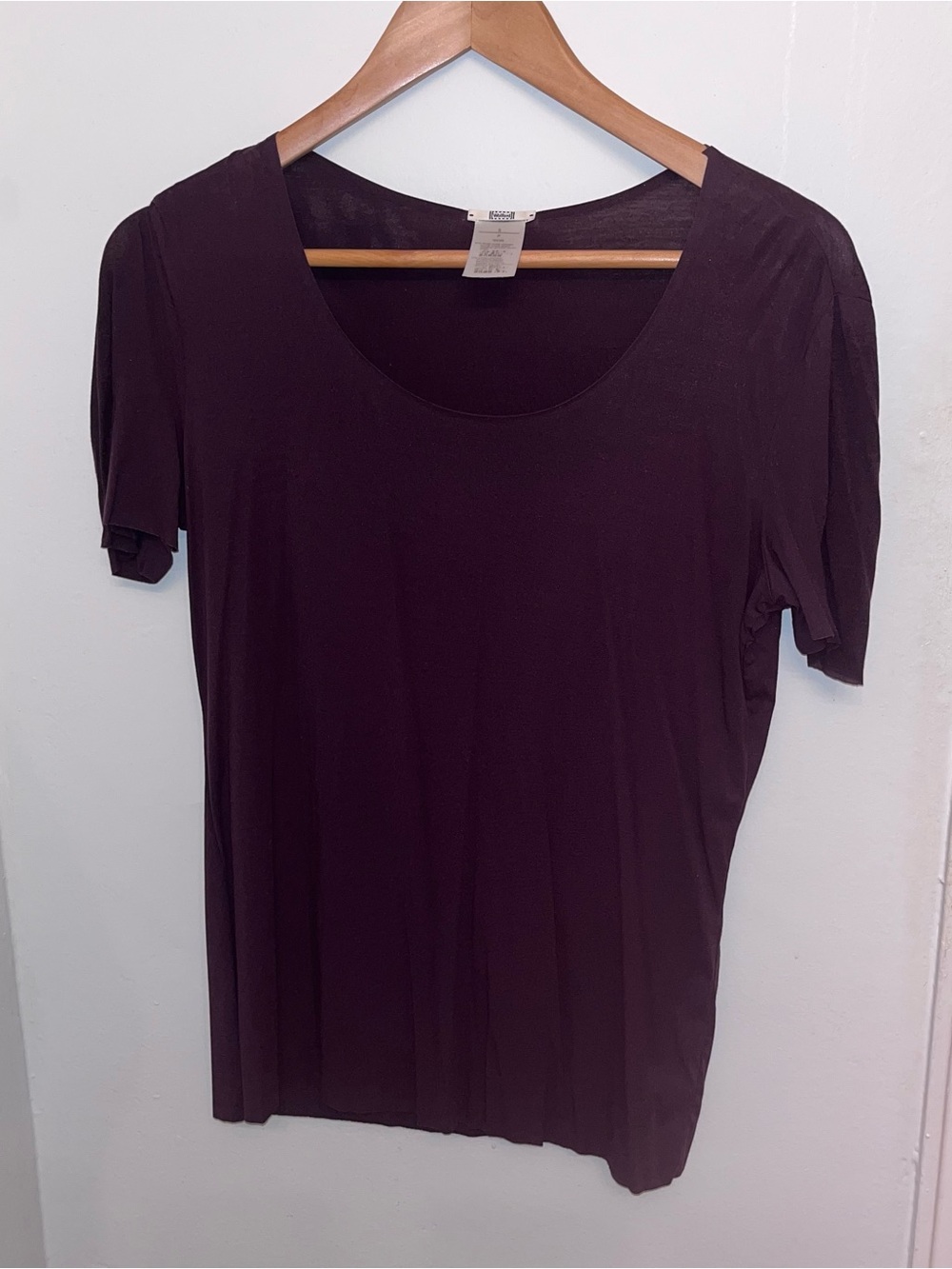 Wolford Short Sleeve Scoop Neck Top - Plum